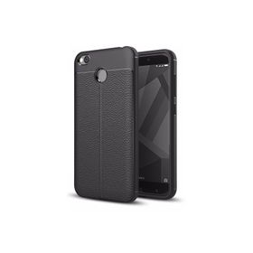 Microsonic Xiaomi Redmi 4x Suni Deri Dokulu Silikon Siyah Kılıf