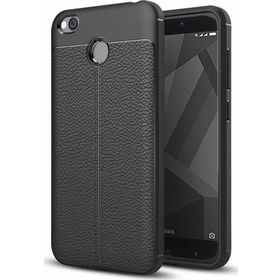 Microsonic Xiaomi Redmi 4x Suni Deri Dokulu Silikon Siyah Kılıf