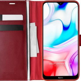 Microsonic Xiaomi Redmi 8 Delux Leather Wallet Kırmızı Kılıf
