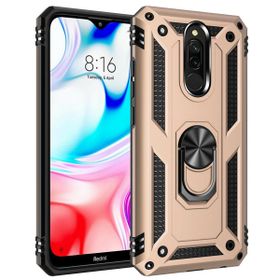 Microsonic Xiaomi Redmi 8 Military Ring Holder Gold Kılıf