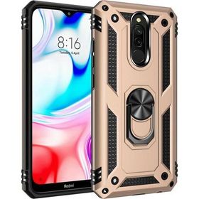 Microsonic Xiaomi Redmi 8 Military Ring Holder Gold Kılıf