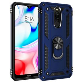 Microsonic Xiaomi Redmi 8 Military Ring Holder Lacivert Kılıf