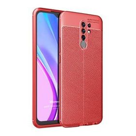 Microsonic Xiaomi Redmi 9 Deri Dokulu Silikon Kırmızı Kılıf