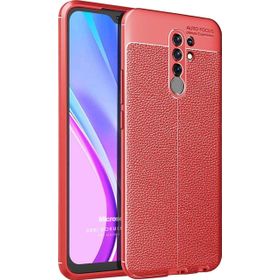 Microsonic Xiaomi Redmi 9 Deri Dokulu Silikon Kırmızı Kılıf