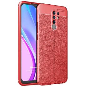 Microsonic Xiaomi Redmi 9 Deri Dokulu Silikon Kırmızı Kılıf
