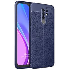 Microsonic Xiaomi Redmi 9 Deri Dokulu Silikon Lacivert Cep Telefonu Kılıfı
