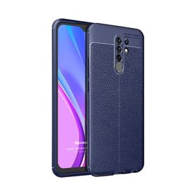 Microsonic Xiaomi Redmi 9 Deri Dokulu Silikon Lacivert Cep Telefonu Kılıfı