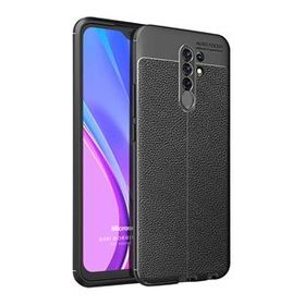Microsonic Xiaomi Redmi 9 Deri Dokulu Silikon Siyah Kılıf