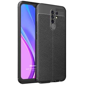 Microsonic Xiaomi Redmi 9 Deri Dokulu Silikon Siyah Kılıf