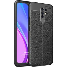 Microsonic Xiaomi Redmi 9 Deri Dokulu Silikon Siyah Kılıf