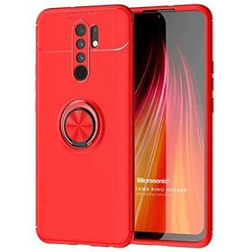 Microsonic Xiaomi Redmi 9 Kickstand Ring Holder Kırmızı Kılıf
