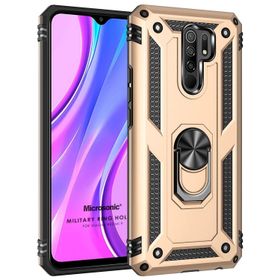 Microsonic Xiaomi Redmi 9 Military Ring Holder Gold Kılıf