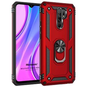 Microsonic Xiaomi Redmi 9 Military Ring Holder Kırmızı Kılıf