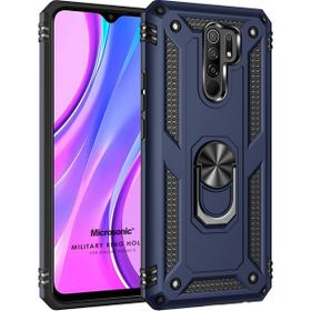 Microsonic Xiaomi Redmi 9 Military Ring Holder Lacivert Kılıf