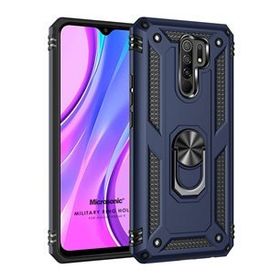 Microsonic Xiaomi Redmi 9 Military Ring Holder Lacivert Kılıf