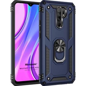 Microsonic Xiaomi Redmi 9 Military Ring Holder Lacivert Kılıf