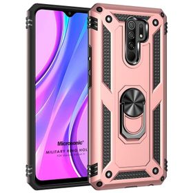 Microsonic Xiaomi Redmi 9 Military Ring Holder Rose Gold Kılıf