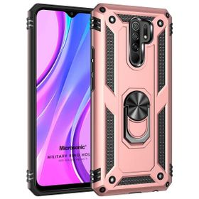 Microsonic Xiaomi Redmi 9 Military Ring Holder Rose Gold Kılıf