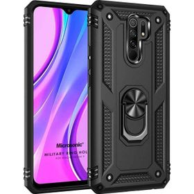 Microsonic Xiaomi Redmi 9 Military Ring Holder Siyah Kılıf