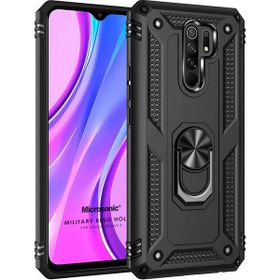 Microsonic Xiaomi Redmi 9 Military Ring Holder Siyah Kılıf