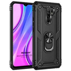 Microsonic Xiaomi Redmi 9 Military Ring Holder Siyah Kılıf