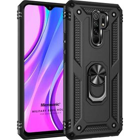Microsonic Xiaomi Redmi 9 Military Ring Holder Siyah Kılıf