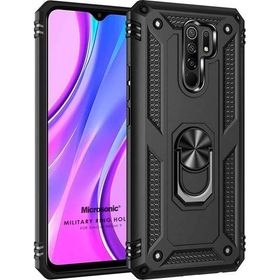 Microsonic Xiaomi Redmi 9 Military Ring Holder Siyah Kılıf