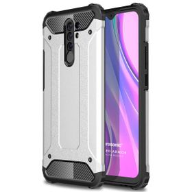 Microsonic Xiaomi Redmi 9 Rugged Armor Gümüş Kılıf