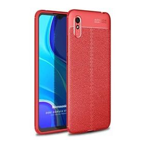 Microsonic Xiaomi Redmi 9A Deri Dokulu Silikon Kırmızı Kılıf