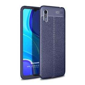 Microsonic Xiaomi Redmi 9A Deri Dokulu Silikon Lacivert Kılıf