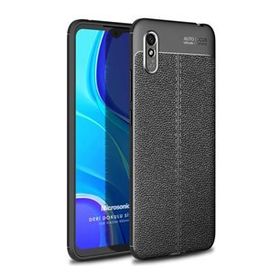 Microsonic Xiaomi Redmi 9A Deri Dokulu Silikon Siyah Kılıf