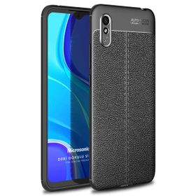 Microsonic Xiaomi Redmi 9A Deri Dokulu Silikon Siyah Kılıf
