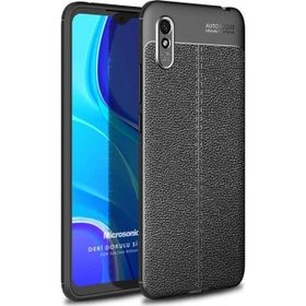 Microsonic Xiaomi Redmi 9A Deri Dokulu Silikon Siyah Kılıf