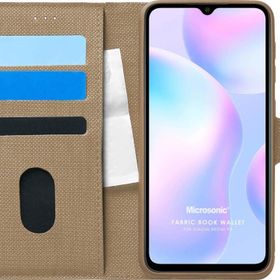 Microsonic Xiaomi Redmi 9A Fabric Book Wallet Gold Kılıf