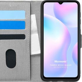 Microsonic Xiaomi Redmi 9A Fabric Book Wallet Gri Kılıf