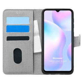 Microsonic Xiaomi Redmi 9A Fabric Book Wallet Gri Kılıf