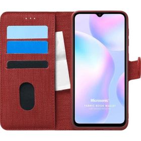 Microsonic Xiaomi Redmi 9A Fabric Book Wallet Kırmızı Kılıf
