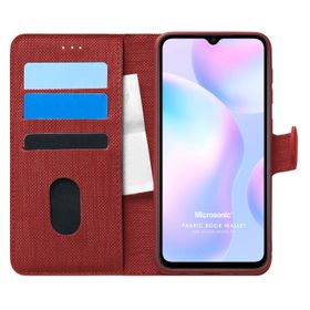 Microsonic Xiaomi Redmi 9A Fabric Book Wallet Kırmızı Kılıf