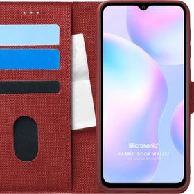 Microsonic Xiaomi Redmi 9A Fabric Book Wallet Kırmızı Kılıf