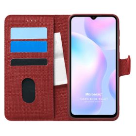 Microsonic Xiaomi Redmi 9A Fabric Book Wallet Kırmızı Kılıf