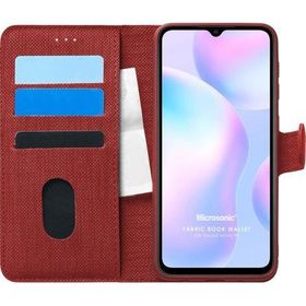 Microsonic Xiaomi Redmi 9A Fabric Book Wallet Kırmızı Kılıf