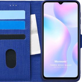 Microsonic Xiaomi Redmi 9A Fabric Book Wallet Lacivert Kılıf