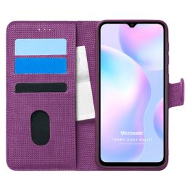 Microsonic Xiaomi Redmi 9A Fabric Book Wallet Mor Kılıf