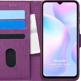 Microsonic Xiaomi Redmi 9A Fabric Book Wallet Mor Kılıf