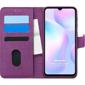 Microsonic Xiaomi Redmi 9A Fabric Book Wallet Mor Kılıf