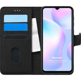 Microsonic Xiaomi Redmi 9A Fabric Book Wallet Siyah Kılıf