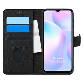 Microsonic Xiaomi Redmi 9A Fabric Book Wallet Siyah Kılıf