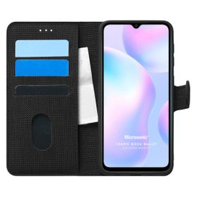 Microsonic Xiaomi Redmi 9A Fabric Book Wallet Siyah Kılıf