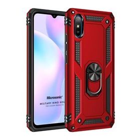 Microsonic Xiaomi Redmi 9A Military Ring Holder Kırmızı Kılıf