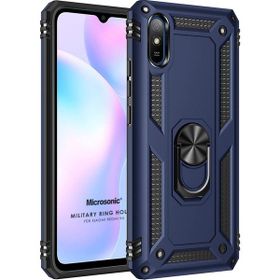 Microsonic Xiaomi Redmi 9A Military Ring Holder Lacivert Kılıf